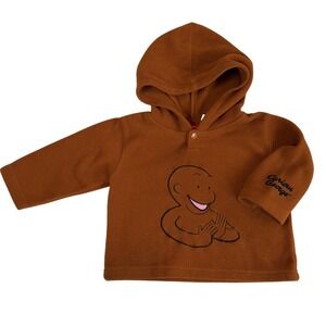 Vintage Curious George Fleece Hoodie Size 18 Months 90s Embroidered RARE